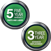 5 year Warranty Parts and Labor - 3year Advanced Replacement